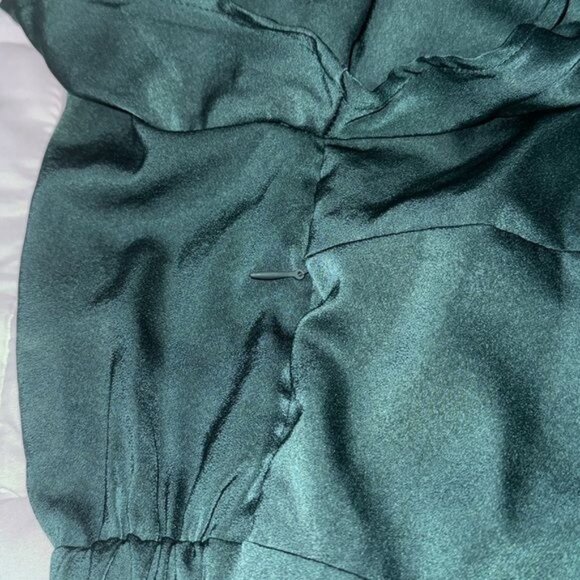 Womens Elegant Green Midi Dress XL Polyester Spandex Short Sleeve - Picture 7 of 11